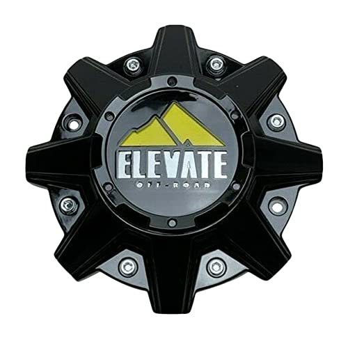 Elevate Off-Road Gloss Black and Yellow Logo Wheel Center Cap CW0396