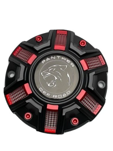 Panther Off-Road Matte Black and Red Wheel Center Cap CAP OR-D