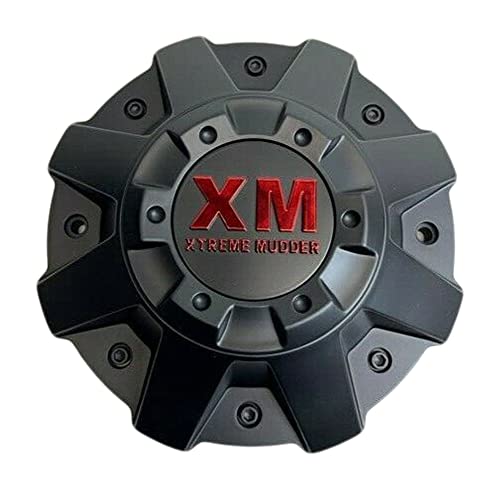 Xtreme Mudder Matte Black Red Logo Wheel Center Cap C-864-1-XG C-5240-1-SG